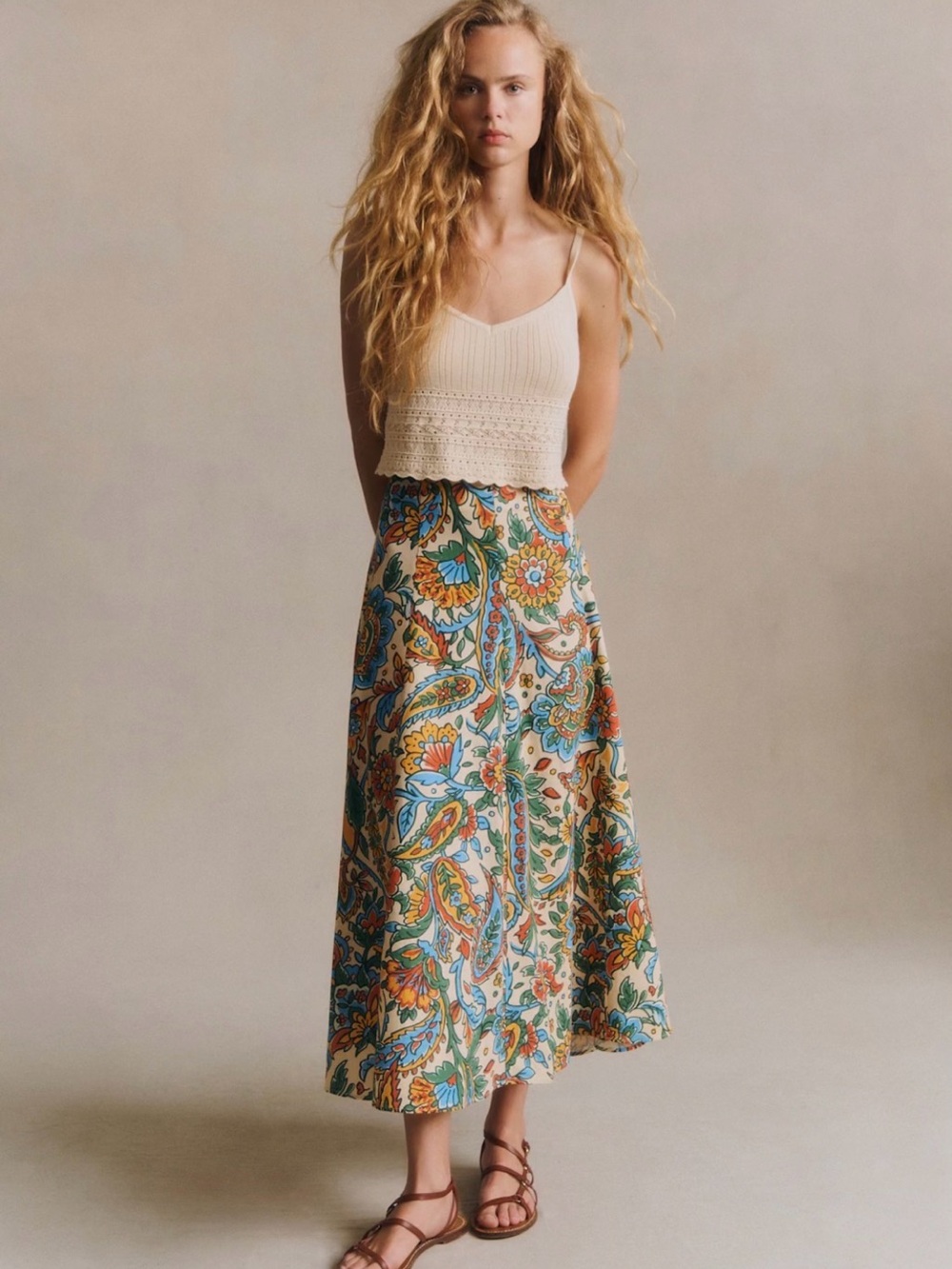 Sézane Soelle skirt in Riola print, Size 38(us6)